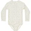 Rylee + Cru Delphine Lemon Print Long Sleeve Rash Guard In Ivory