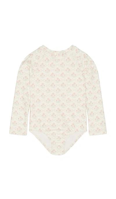 Rylee + Cru Delphine Rashguard One Piece Swimsuit In Neutral