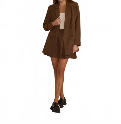 Rylee + Cru Double Breasted Blazer In Rustic Plaid In Brown