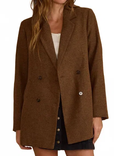 Rylee + Cru Double Breasted Blazer In Rustic Plaid In Brown