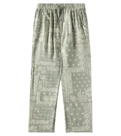 Rylee + Cru Kids' Ethan Printed Linen And Cotton Pants In Laurel