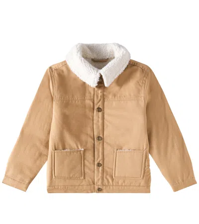 Rylee + Cru Kids' Jacke Aus Baumwolle Mit Faux Shearling In Beige