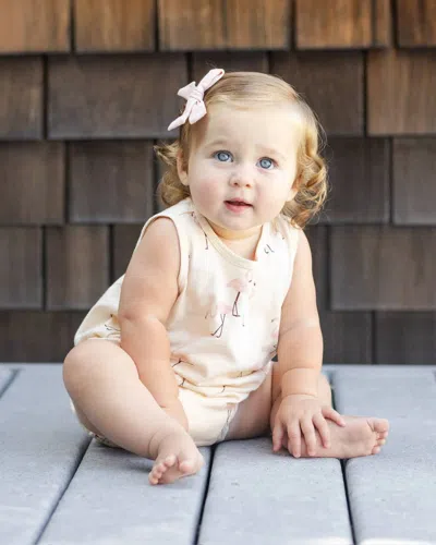 Rylee + Cru Kids' Flamingo Bubble Onesie In Shell In White