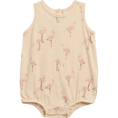 Rylee + Cru Babies'  Flamingo Print Cotton Bubble Bodysuit In Multi