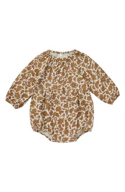 Rylee + Cru Babies'  Floral Print Bubble Romper In Brown