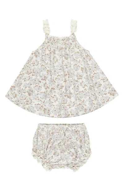 Rylee + Cru Babies'  Floral Trapeze Top & Bloomers In Ivory