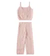 Rylee + Cru Fuzzy Knitted Top And Pants Set In Pink