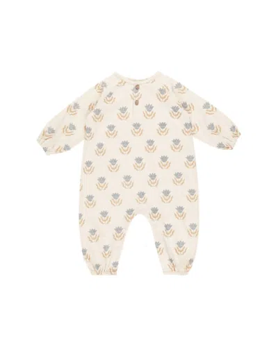 Rylee + Cru Kids' Girl's Henley Jumpsuit In Flora In Neutral