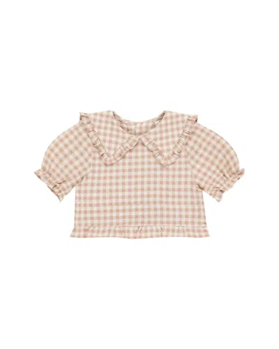 Rylee + Cru Kids' Girl's Prairie Blouse In Pink Gingham In Neutral