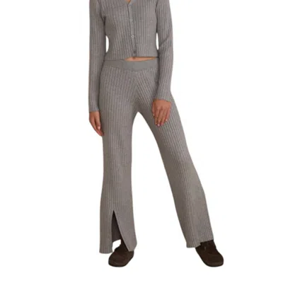 Rylee + Cru Girl's Ribbed Knit Pant In Dusty Blue In Gray