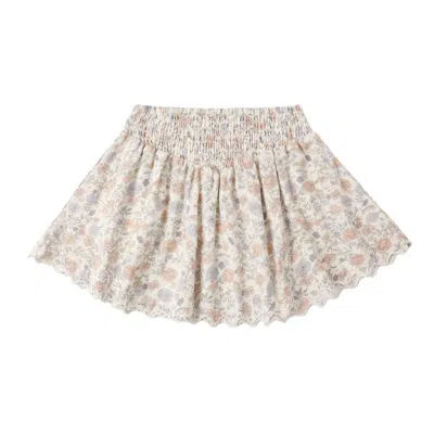 Rylee + Cru Girl's Smocked V Mini Skirt In Bloom In Neutral
