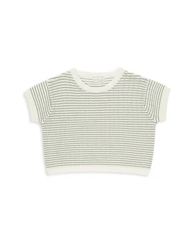 Rylee + Cru Girls' Boxy Crop Knit Striped Tee - Little Kid In Ivory