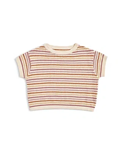 Rylee + Cru Girls' Cropped Boxy Knit Tee - Little Kid In Honeycomb Stripe