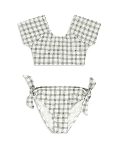 Rylee + Cru Girls' Cropped Rash Guard Two Piece Swimsuit - Little Kid In Eucalyptus