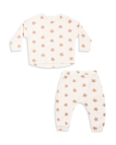 Rylee + Cru Girls' Daisy Printed Long Sleeve Tee & Pants Set - Baby In White