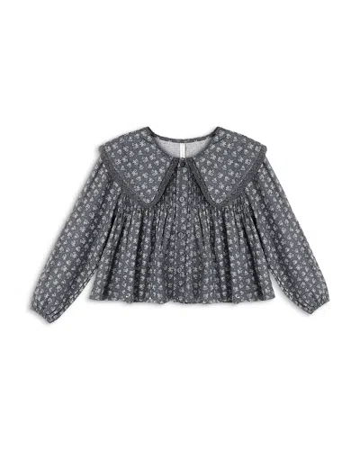 Rylee + Cru Girls' Fern Heart Ditsy Blouse - Little Kid, Big Kid In Black
