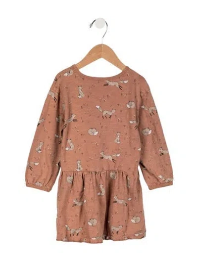Pre-owned Rylee + Cru Babies' Girls' Fox Pattern Dress In Neutral
