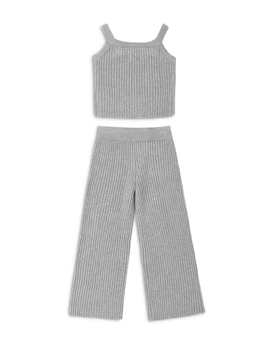 Rylee + Cru Girls' Fuzzy Knit Top & Pants Set - Little Kid In Gray