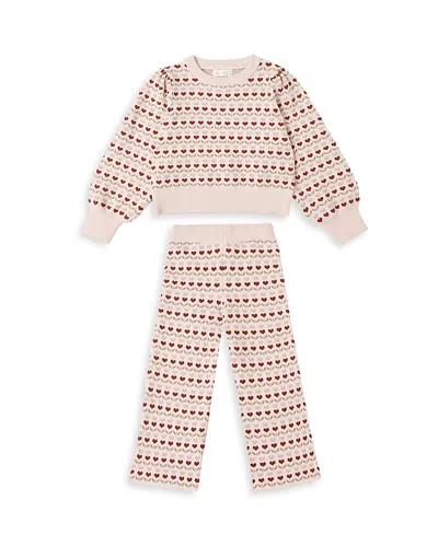 Rylee + Cru Girls' Jacquard Knit Sweater & Pants Set - Little Kid In Neutral