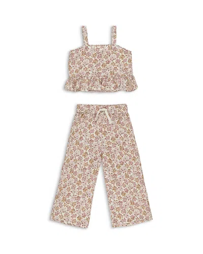 Rylee + Cru Girls' Karli Cropped Top & Pants Set - Little Kid In Ivory