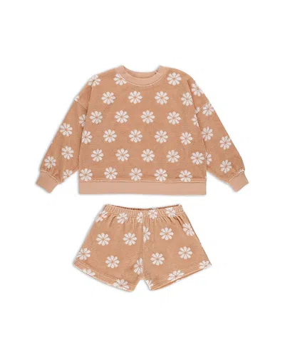 Rylee + Cru Girls' Karli Sweatshirt & Shorts Set - Little Kid In Grapefruit