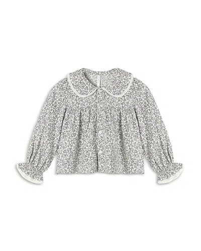 Rylee + Cru Girls' Kat Floral Blouse - Little Kid, Big Kid In Gray