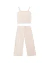 Rylee + Cru Girls' Knit Lounge Tank Top & Pants Set - Little Kid In Neutral