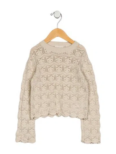 Pre-owned Rylee + Cru Babies' Girls Knit Sweater In Neutral