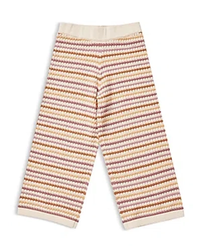 Rylee + Cru Girls' Knit Wide Leg Pants - Little Kid In Honeycomb Stripe