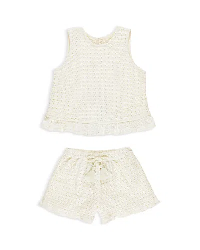 Rylee + Cru Girls' Leonie Eyelet Top & Shorts Set - Little Kid In Ivory