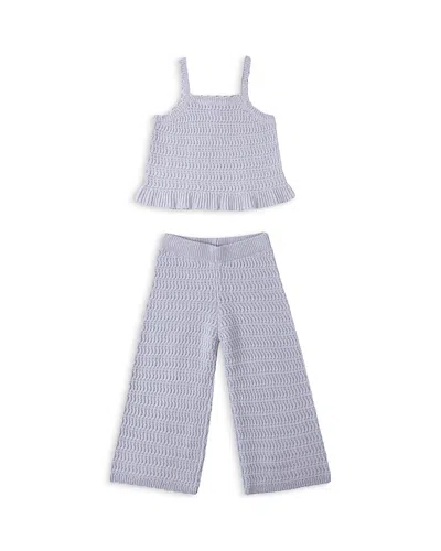 Rylee + Cru Girls' Mari Knit Top & Pants Set - Little Kid In Blue