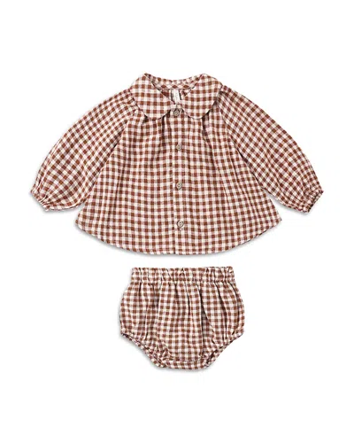 Rylee + Cru Girls' Nellie Dress & Bloomers Set - Baby In Brick