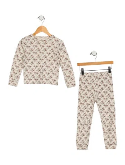 Pre-owned Rylee + Cru Babies' Girls' Outfit Floral Print Long Sleeve In Neutral