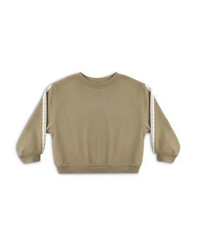 Rylee + Cru Girls' Oversized Lace Trim Sweatshirt - Little Kid In Green