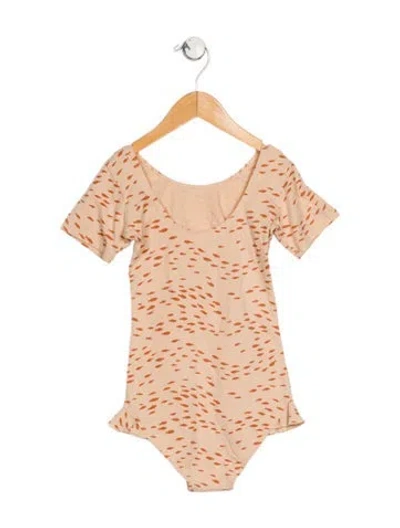 Pre-owned Rylee + Cru Kids' Girls Pattern Print One Piece W/ Tags In Neutrals