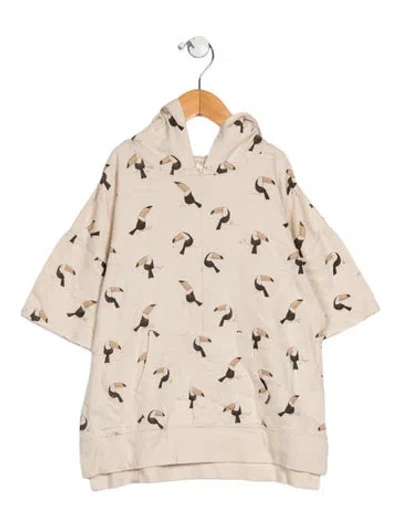 Pre-owned Rylee + Cru Kids' Girls' Pattern Print Short Sleeve Hooded Sweatshirt W/ Tags In Neutrals