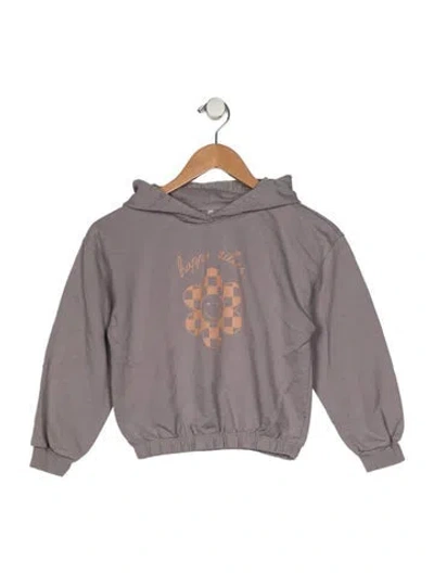 Pre-owned Rylee + Cru Kids' Girls Pattern Printed Elastic Waistband Hoodie In Grey