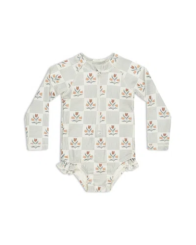 Rylee + Cru Girls' Rash Guard One Piece Swimsuit - Little Kid In Ivory