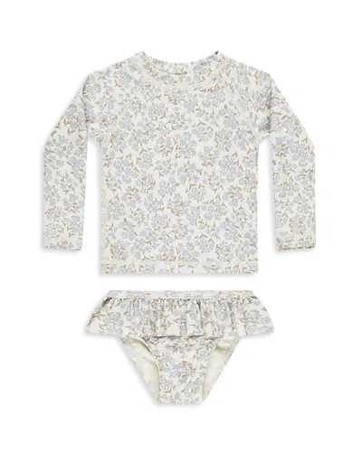 Rylee + Cru Girls' Rash Guard Swim Top & Bottoms Set - Baby In Ivory