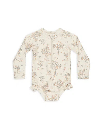 Rylee + Cru Girls' Rashguard One Piece Swimsuit - Baby In Natural
