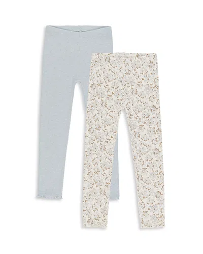 Rylee + Cru Girls' Ribbed Leggings, 2 Pack - Little Kid In Ivory-blue