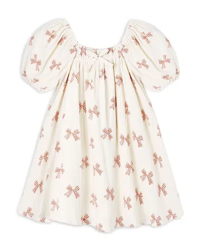 Rylee + Cru Girls' Sabrina Bows Cotton Mini Dress - Little Kid In White