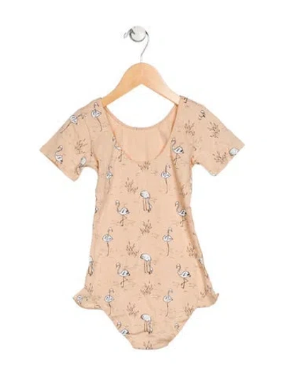 Pre-owned Rylee + Cru Kids' Girls' Short Sleeve Unitard W/ Tags In Neutrals