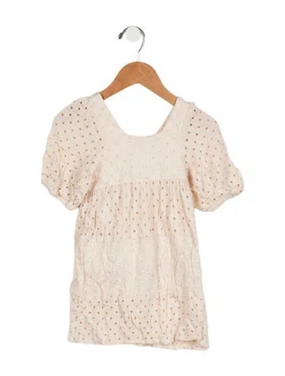 Pre-owned Rylee + Cru Babies' Girls Short Sleeved Dress In Neutrals