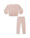 Rylee + Cru Girls' Spongey Knit Dot Print Sweatshirt & Leggings Set - Little Kid In Pink