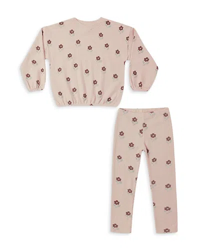 Rylee + Cru Girls' Spongey Knit Petal Daisy Top & Pants Set - Baby In Multi