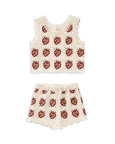 Rylee + Cru Girls' Strawberry Crochet Tank Top & Shorts Set - Little Kid