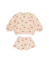 RYLEE + CRU GIRLS' SUMMER CHERRY TERRY TOP & SHORTS SET - LITTLE KID