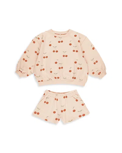 Rylee + Cru Girls' Summer Cherry Terry Top & Shorts Set - Little Kid In Shell