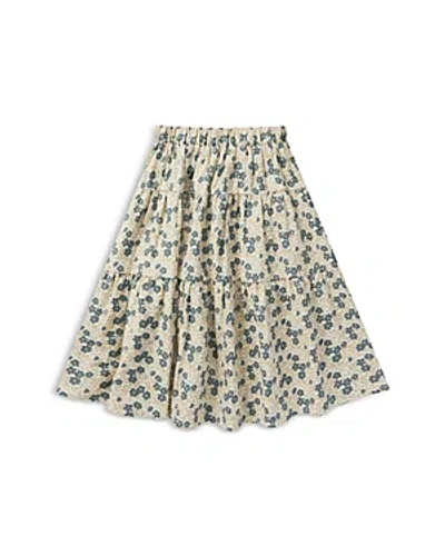 Rylee + Cru Girls' Tiered Midi Skirt - Little Kid In Blue Ditsy